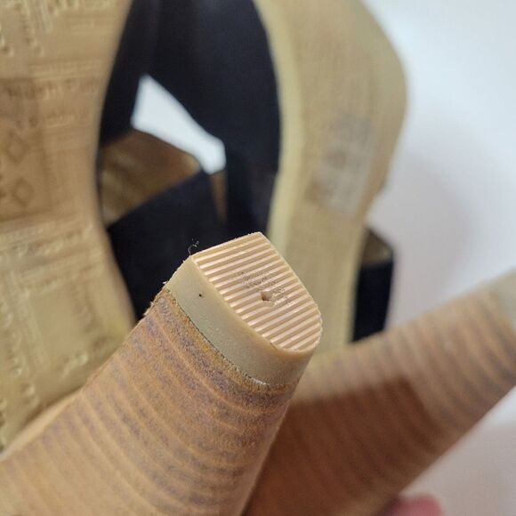 Hush Puppies Black Suede Leather Heeled Sandals - Picture 8 of 15